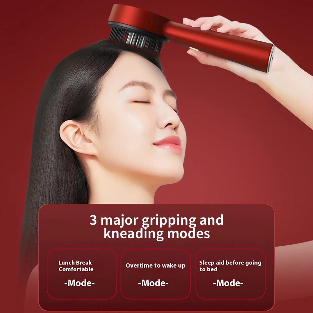 Peigne Massant Électrique Anti-Chute | 3 Modes + Lumière Rouge
