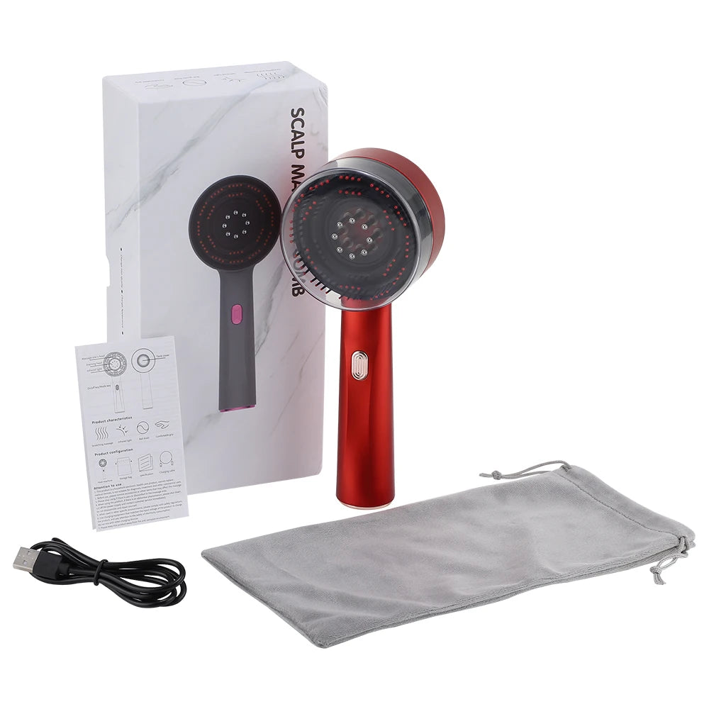 Peigne Massant Électrique Anti-Chute | 3 Modes + Lumière Rouge