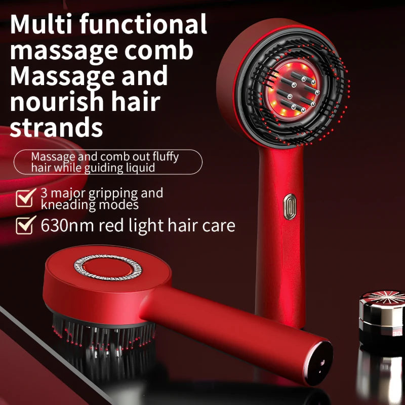 Peigne Massant Électrique Anti-Chute | 3 Modes + Lumière Rouge
