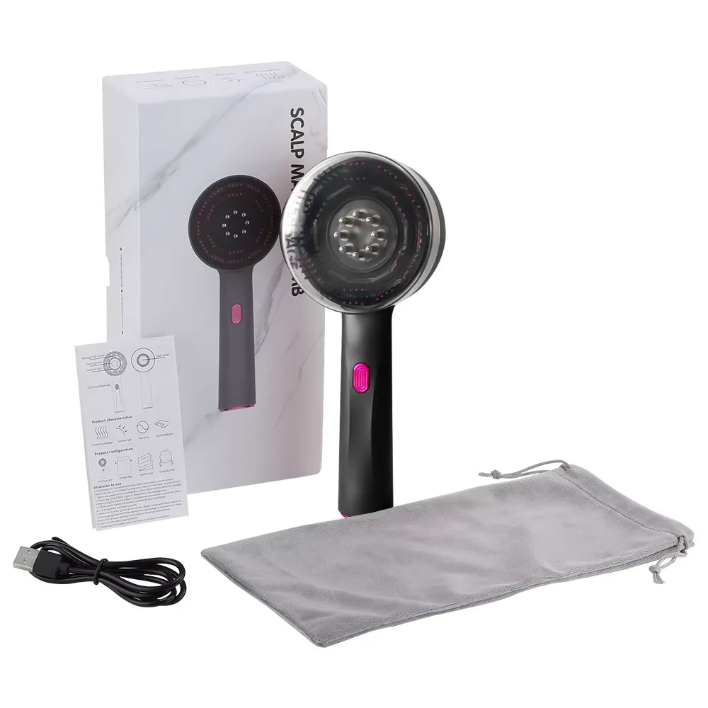 Peigne Massant Électrique Anti-Chute | 3 Modes + Lumière Rouge