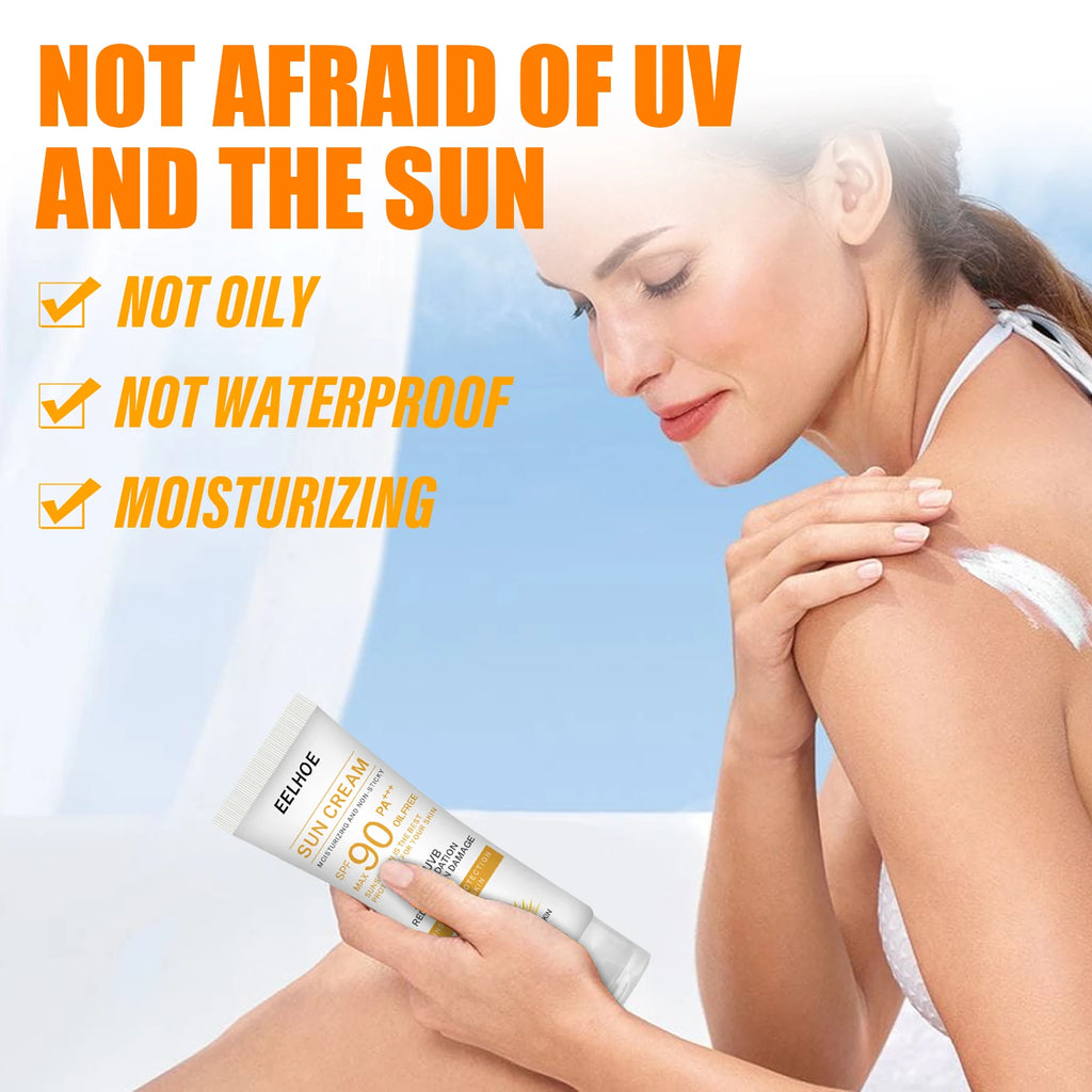 Crème Solaire SPF 90 — Protection UV, Hydratant & Éclaircissant Visage & Corps