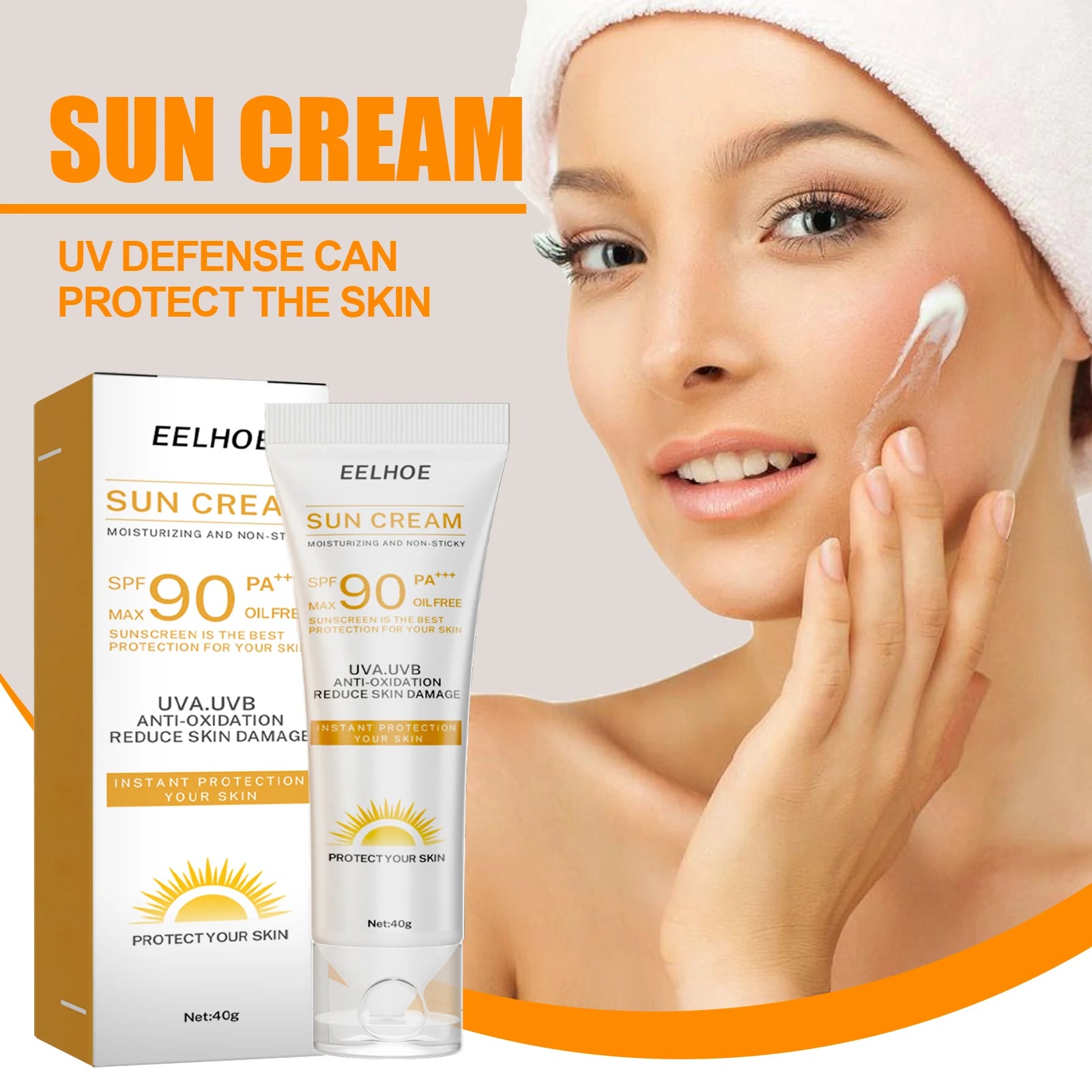 Crème Solaire SPF 90 — Protection UV, Hydratant & Éclaircissant Visage & Corps