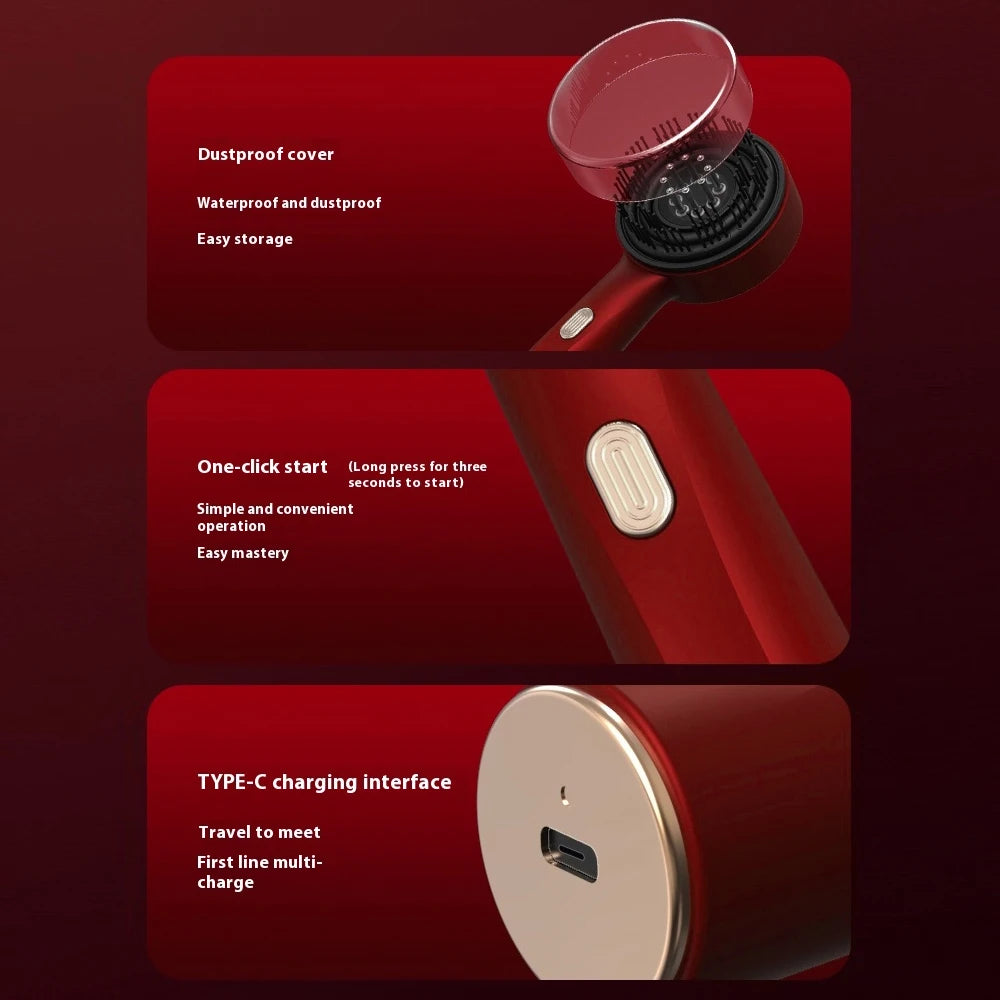 Peigne Massant Électrique Anti-Chute | 3 Modes + Lumière Rouge