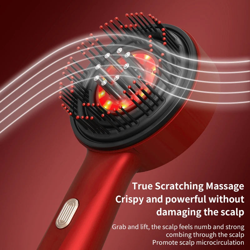 Peigne Massant Électrique Anti-Chute | 3 Modes + Lumière Rouge