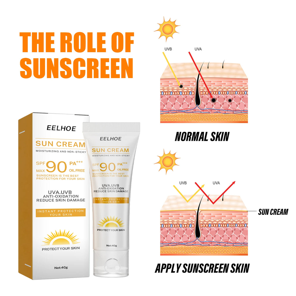 Crème Solaire SPF 90 — Protection UV, Hydratant & Éclaircissant Visage & Corps