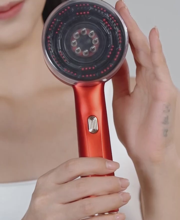 Peigne Massant Électrique Anti-Chute | 3 Modes + Lumière Rouge